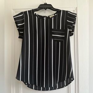 Black & White Striped Blouse by Lily White - Size S